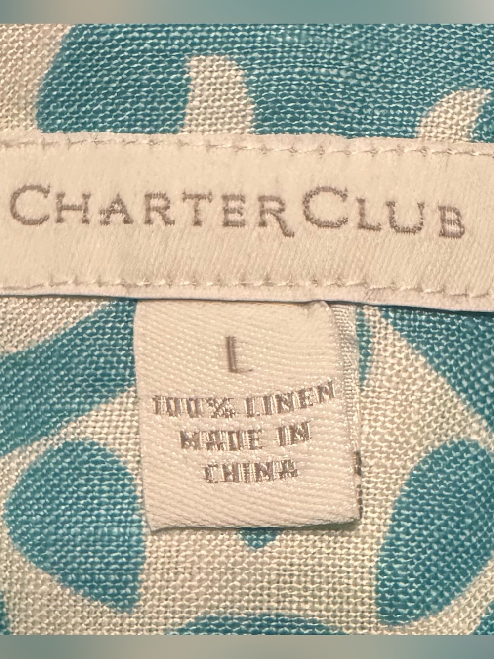 Charter Club Women’s Green and Blue Button-Down Linen Shirt, Large. NWOT - Picture 2 of 8
